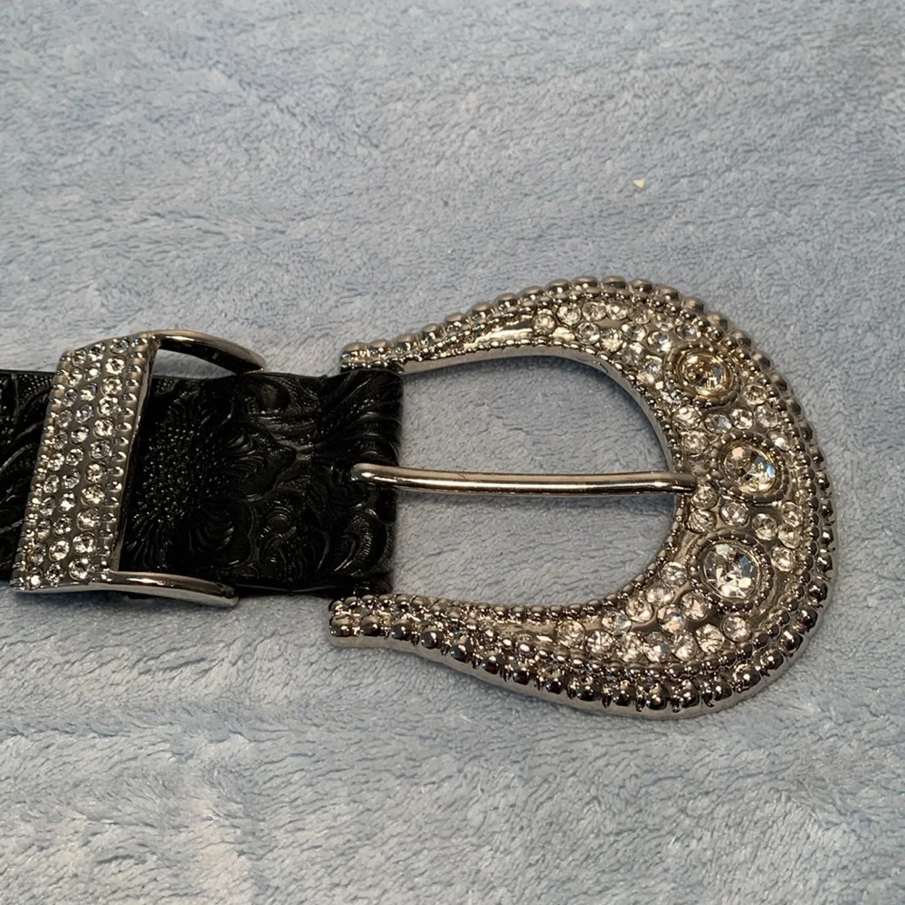 Chico's Black Belt with Silver Buckle